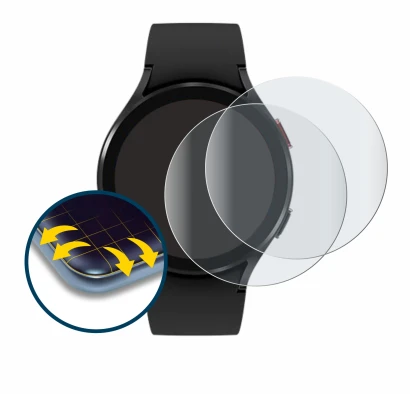 Immagine del dispositivo Samsung Galaxy Watch 4 (44mm) con un'ampia varietà di protezioni per lo schermo.