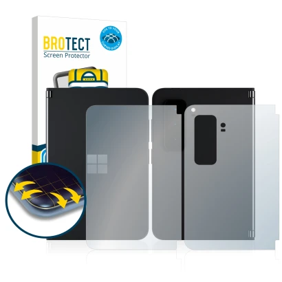 Parte frontale di una confezione del prodotto con il logo del marchio BROTECT. Accanto è raffigurato il dispositivo Microsoft