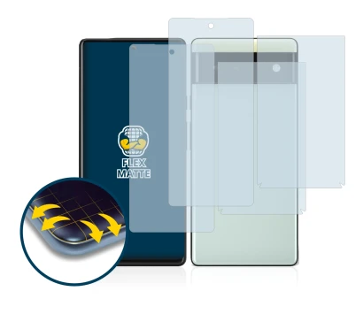 Immagine del dispositivo Google Pixel 6 (Fronte+Retro) con un'ampia varietà di protezioni per lo schermo.