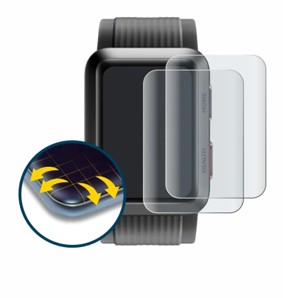Immagine del dispositivo Huawei Watch D con un'ampia varietà di protezioni per lo schermo.
