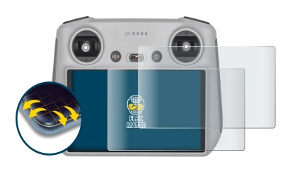 Immagine del dispositivo DJI RC Controller con un'ampia varietà di protezioni per lo schermo.