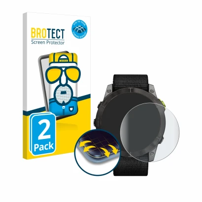 Parte frontale di una confezione del prodotto con il logo del marchio BROTECT. Accanto è raffigurato il dispositivo Garmin End