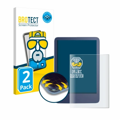 Parte frontale di una confezione del prodotto con il logo del marchio BROTECT. Accanto è raffigurato il dispositivo Amazon Kin
