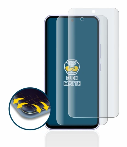 Immagine del dispositivo Samsung Galaxy A54 5G con un'ampia varietà di protezioni per lo schermo.