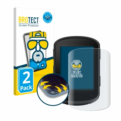 Parte frontale di una confezione del prodotto con il logo del marchio BROTECT. Accanto è raffigurato il dispositivo Garmin Edg