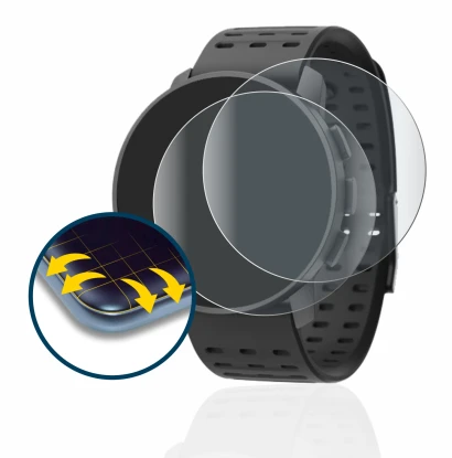 Immagine del dispositivo Suunto 9 Peak Pro con un'ampia varietà di protezioni per lo schermo.