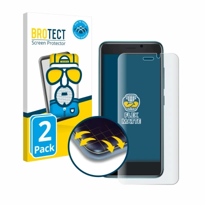 Parte frontale di una confezione del prodotto con il logo del marchio BROTECT. Accanto è raffigurato il dispositivo Cubot J 20