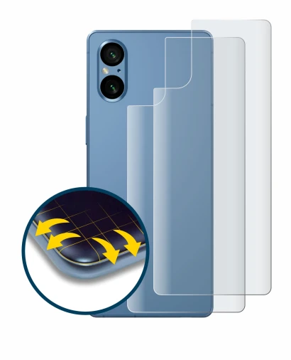 Immagine del dispositivo Sony Xperia 5 V (Posteriore) con un'ampia varietà di protezioni per lo schermo.