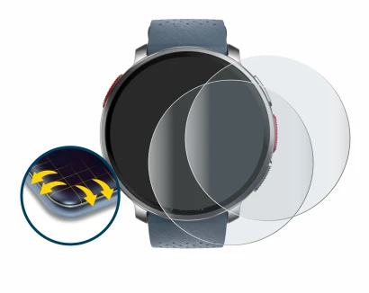 Immagine del dispositivo Polar Vantage V3 con un'ampia varietà di protezioni per lo schermo.