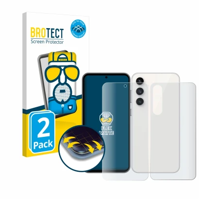 Parte frontale di una confezione del prodotto con il logo del marchio BROTECT. Accanto è raffigurato il dispositivo Samsung Ga