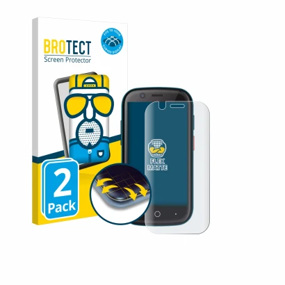 Parte frontale di una confezione del prodotto con il logo del marchio BROTECT. Accanto è raffigurato il dispositivo Unihertz J
