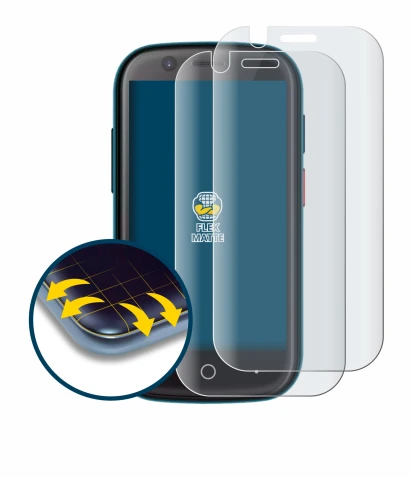 Immagine del dispositivo Unihertz Jelly 2E con un'ampia varietà di protezioni per lo schermo.