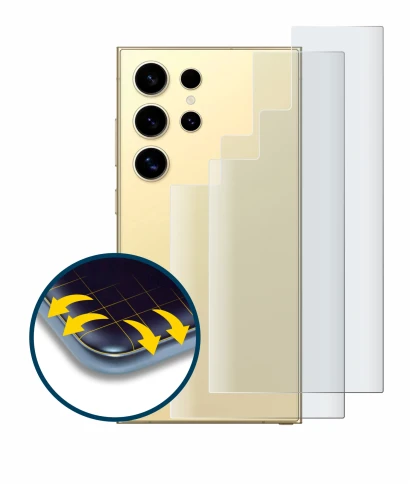 Immagine del dispositivo Samsung Galaxy S24 Ultra (Posteriore) con un'ampia varietà di protezioni per lo schermo.