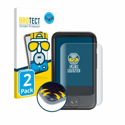 Parte frontale di una confezione del prodotto con il logo del marchio BROTECT. Accanto è raffigurato il dispositivo Pocketalk 