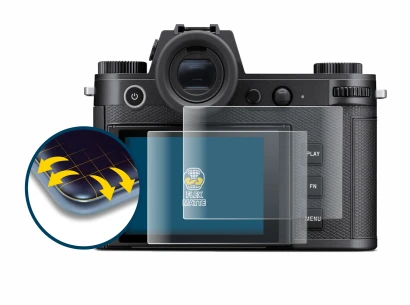 Immagine del dispositivo Leica SL3 con un'ampia varietà di protezioni per lo schermo.
