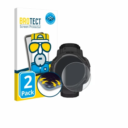 Parte frontale di una confezione del prodotto con il logo del marchio BROTECT. Accanto è raffigurato il dispositivo Garmin Ins