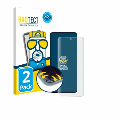 Parte frontale di una confezione del prodotto con il logo del marchio BROTECT. Accanto è raffigurato il dispositivo Motorola E