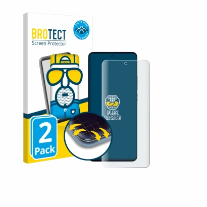 Parte frontale di una confezione del prodotto con il logo del marchio BROTECT. Accanto è raffigurato il dispositivo Motorola E