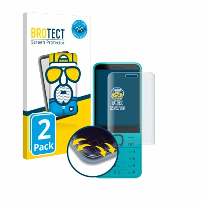 Parte frontale di una confezione del prodotto con il logo del marchio BROTECT. Accanto è raffigurato il dispositivo Nokia 235