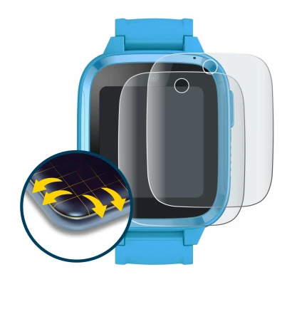 Immagine del dispositivo Xplora Kidzi Watch con un'ampia varietà di protezioni per lo schermo.