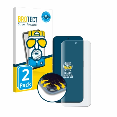 Parte frontale di una confezione del prodotto con il logo del marchio BROTECT. Accanto è raffigurato il dispositivo Nothing Ph