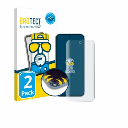 Parte frontale di una confezione del prodotto con il logo del marchio BROTECT. Accanto è raffigurato il dispositivo Google Pix