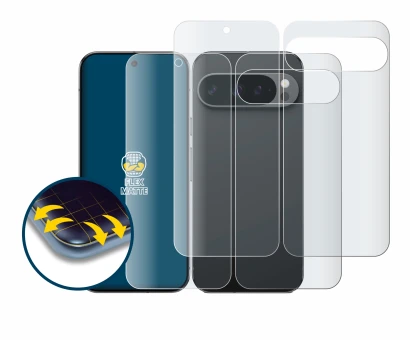 Immagine del dispositivo Google Pixel 9 Pro XL (Fronte+Retro) con un'ampia varietà di protezioni per lo schermo.