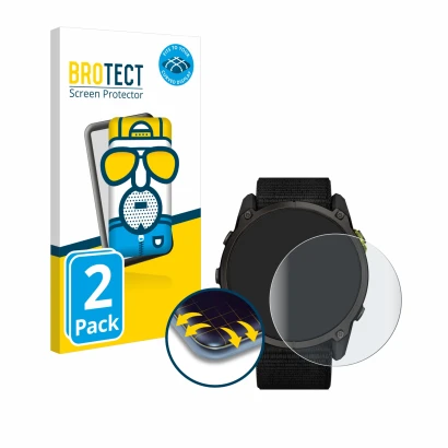 Parte frontale di una confezione del prodotto con il logo del marchio BROTECT. Accanto è raffigurato il dispositivo Garmin End