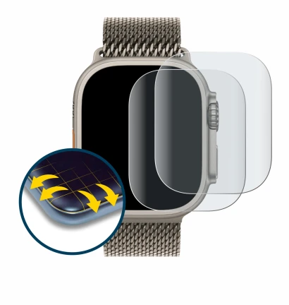 Immagine del dispositivo Apple Watch Ultra 3 con un'ampia varietà di protezioni per lo schermo.