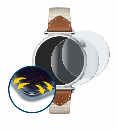 Immagine del dispositivo Huawei Watch GT 5 (41 mm) con un'ampia varietà di protezioni per lo schermo.