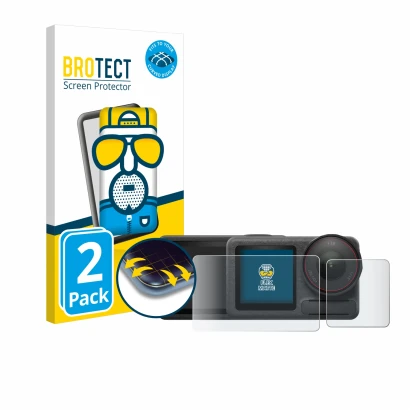 Parte frontale di una confezione del prodotto con il logo del marchio BROTECT. Accanto è raffigurato il dispositivo DJI Osmo A