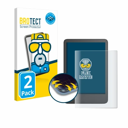 Parte frontale di una confezione del prodotto con il logo del marchio BROTECT. Accanto è raffigurato il dispositivo Amazon Kin