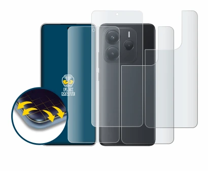 Immagine del dispositivo Xiaomi Redmi Note 14 (Fronte+Retro) con un'ampia varietà di protezioni per lo schermo.