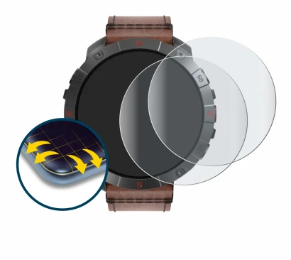 Immagine del dispositivo Polar Grit X2 Pro Titan con un'ampia varietà di protezioni per lo schermo.