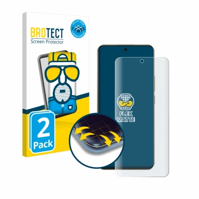 Parte frontale di una confezione del prodotto con il logo del marchio BROTECT. Accanto è raffigurato il dispositivo realme 14