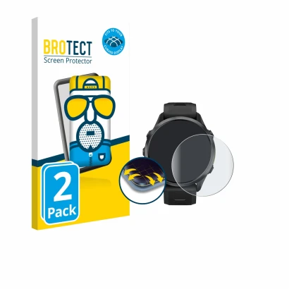 Parte frontale di una confezione del prodotto con il logo del marchio BROTECT. Accanto è raffigurato il dispositivo Garmin For