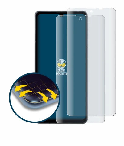 Immagine del dispositivo Sharp Aquos Sense 8 con un'ampia varietà di protezioni per lo schermo.