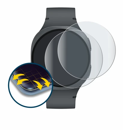 Immagine del dispositivo Samsung Galaxy Watch 8 (40 mm) con un'ampia varietà di protezioni per lo schermo.