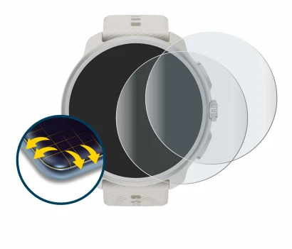 Immagine del dispositivo Suunto Race 2 con un'ampia varietà di protezioni per lo schermo.