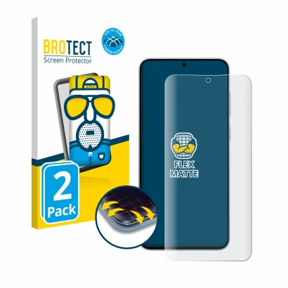 Parte frontale di una confezione del prodotto con il logo del marchio BROTECT. Accanto è raffigurato il dispositivo Samsung Ga