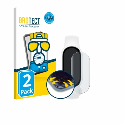 Parte frontale di una confezione del prodotto con il logo del marchio BROTECT. Accanto è raffigurato il dispositivo Xiaomi Sma