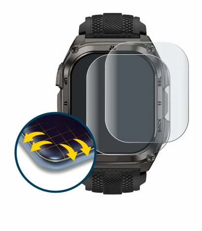 Immagine del dispositivo Kospet Tank M4 con un'ampia varietà di protezioni per lo schermo.