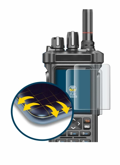 Immagine del dispositivo Radtel RT-950 Pro con un'ampia varietà di protezioni per lo schermo.