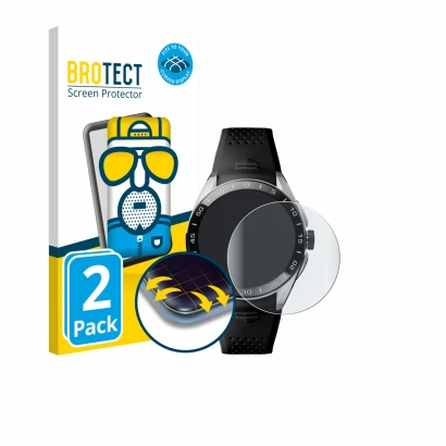 Parte frontale di una confezione del prodotto con il logo del marchio BROTECT. Accanto è raffigurato il dispositivo TAG Heuer 