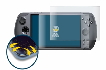 Immagine del dispositivo GPD Win 5 con un'ampia varietà di protezioni per lo schermo.