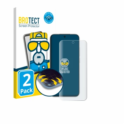 Parte frontale di una confezione del prodotto con il logo del marchio BROTECT. Accanto è raffigurato il dispositivo Xiaomi Poc