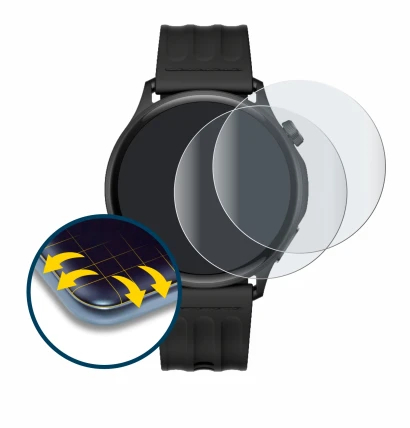 Immagine del dispositivo OnePlus Watch Lite con un'ampia varietà di protezioni per lo schermo.