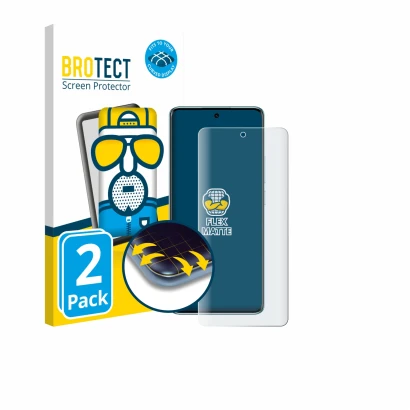 Parte frontale di una confezione del prodotto con il logo del marchio BROTECT. Accanto è raffigurato il dispositivo Xiaomi Red