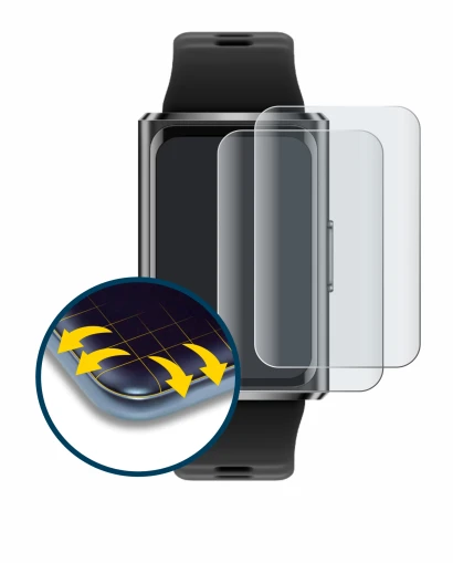 Immagine del dispositivo Huawei Band 11 Pro con un'ampia varietà di protezioni per lo schermo.