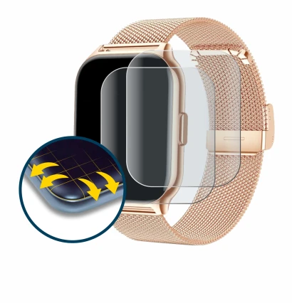 Immagine del dispositivo APAUK Smartwatch 2.01" con un'ampia varietà di protezioni per lo schermo.